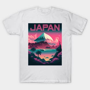 Japan Synthwave Travel Art Poster T-Shirt